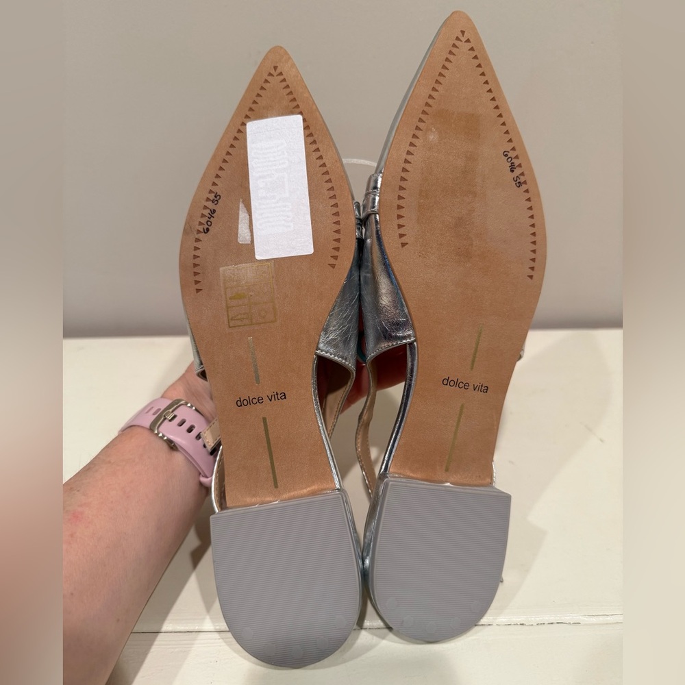 Dolce Vita Pamla Silver Metallic Slingback Flats - Picture 8 of 9